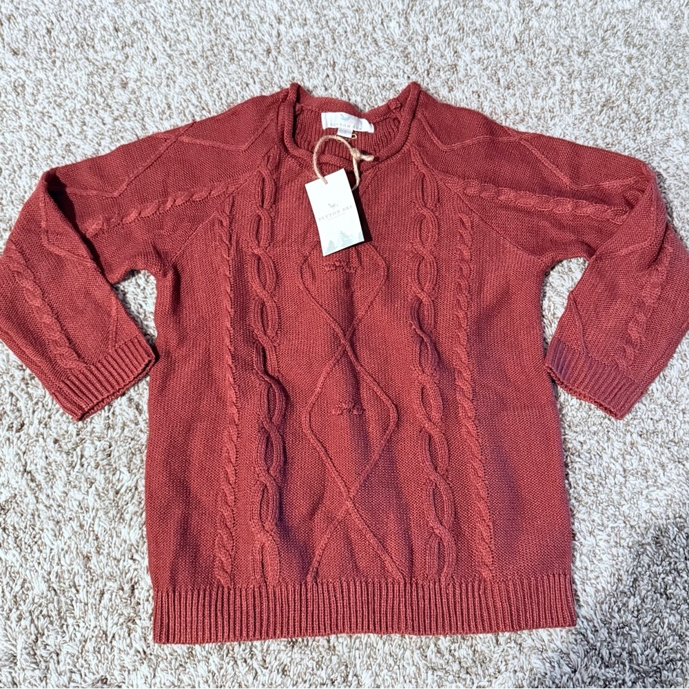 Kids Cable Knit Sweater - Rust